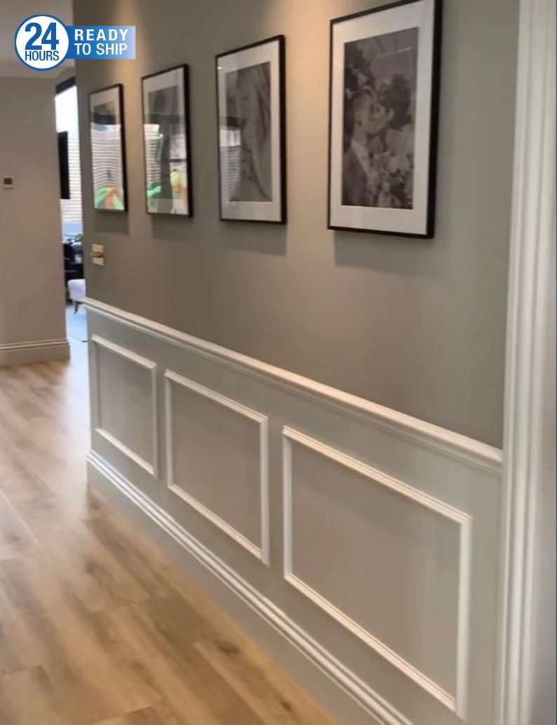 Half Wall Wainscoting Kit , Ready Cut Wall Molding Kit , Accent Wall Kit , Factory Primed Wall Tr... | Etsy (US)