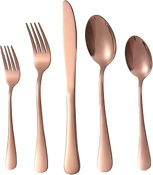 40-piece Rose Gold Silverware Set, Stainless Steel Cooking Flatware Serving Set, Flatware Cutlery... | Amazon (US)