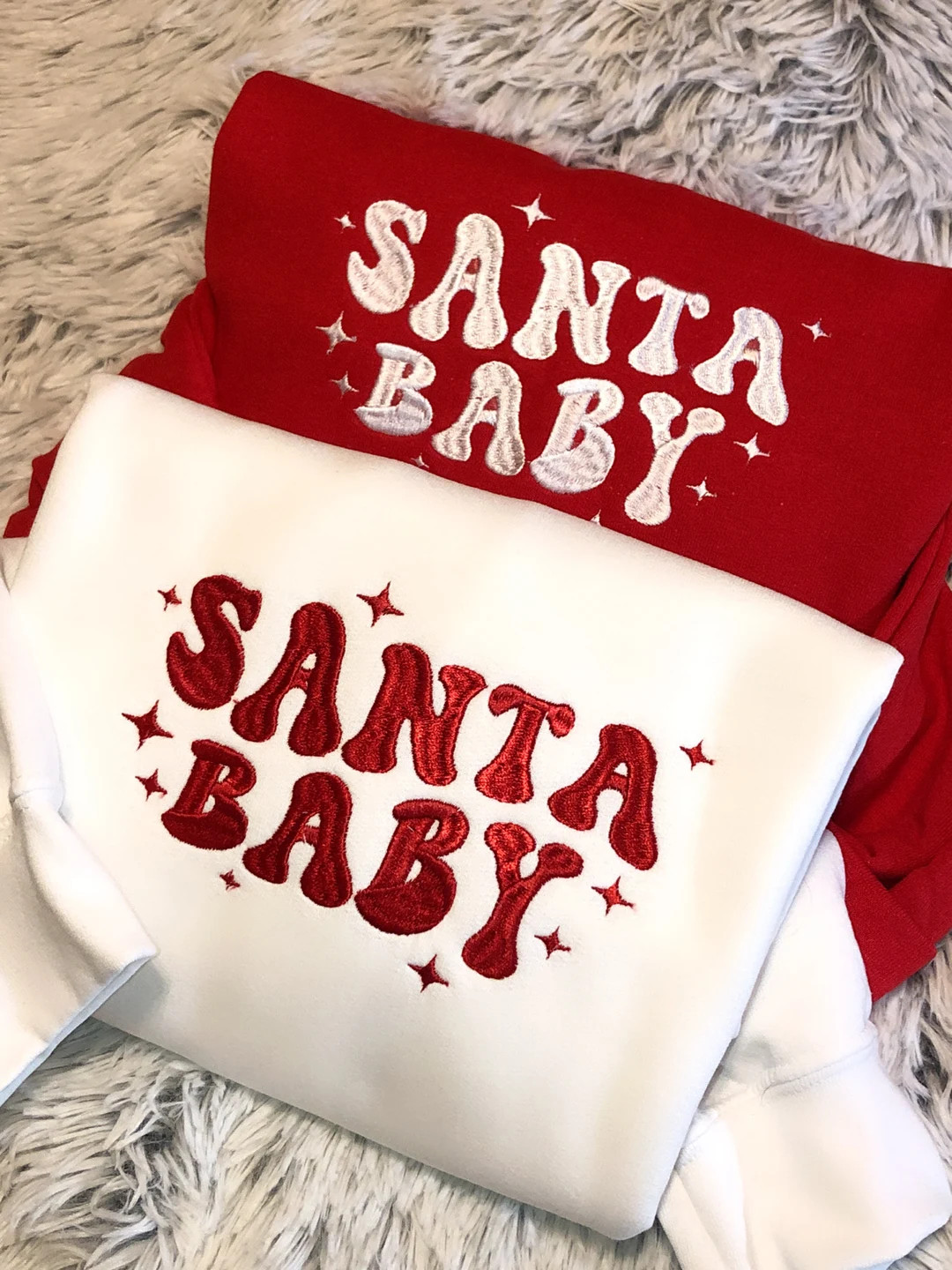 Santa Baby Embroidered Sweatshirt, Christmas Sweater, Festive Holiday Crewneck Sweatshirt, Cute S... | Etsy (US)