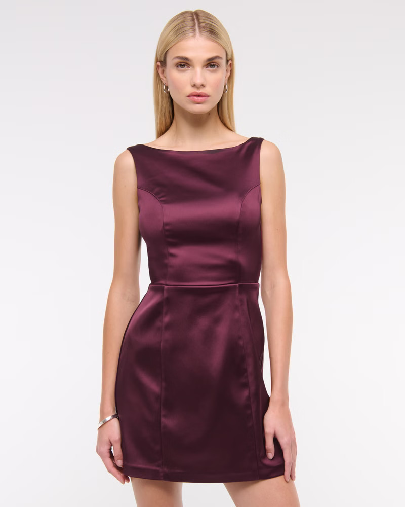 High-Neck Satin Sculpt Mini Dress | Abercrombie & Fitch (US)
