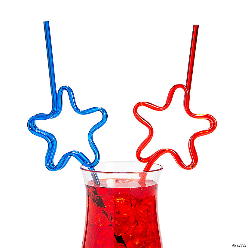 Patriotic Star Silly Straws - 12 Pc. | Oriental Trading Company