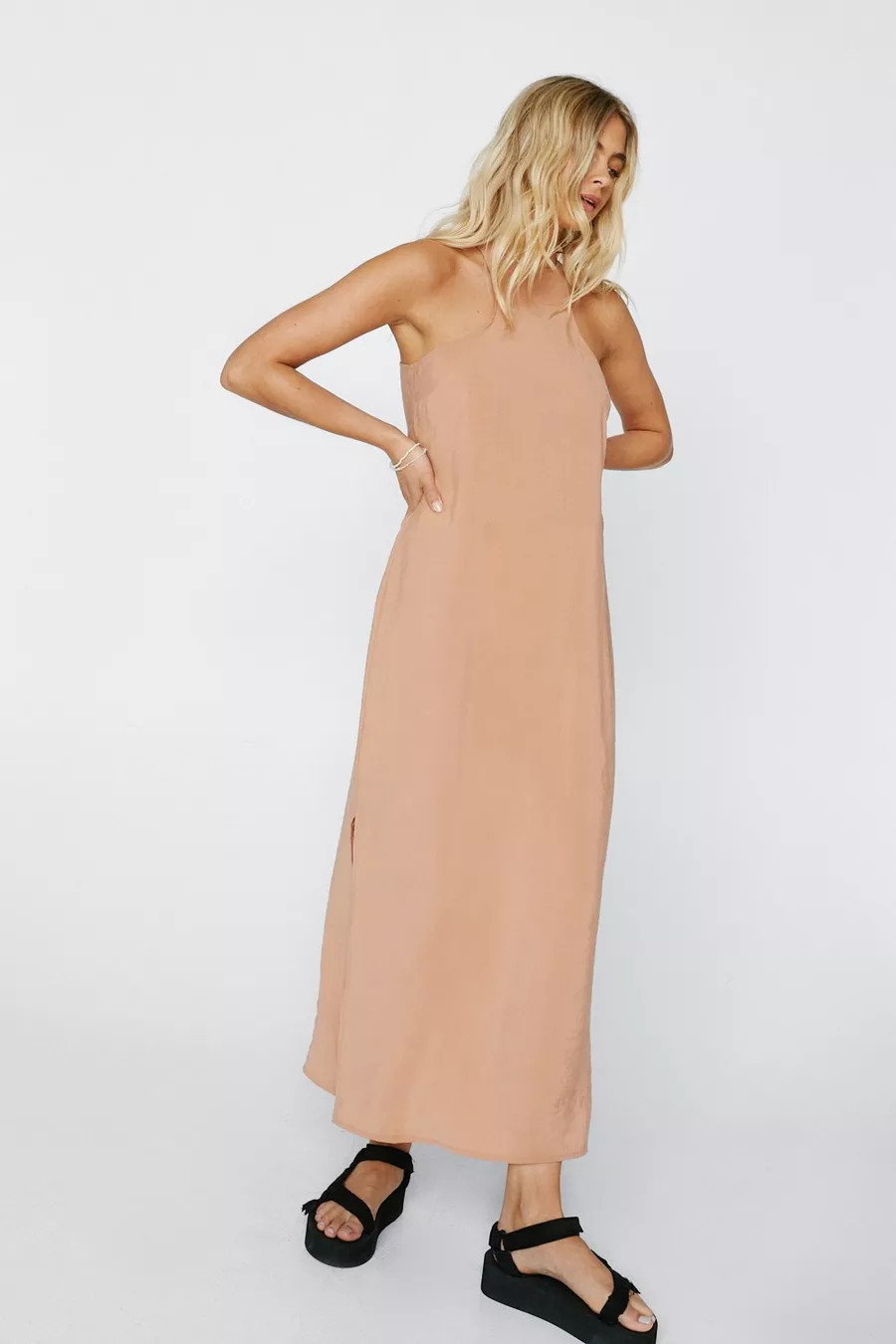 Premium Fabric Racer Midi Dress | Nasty Gal (US)