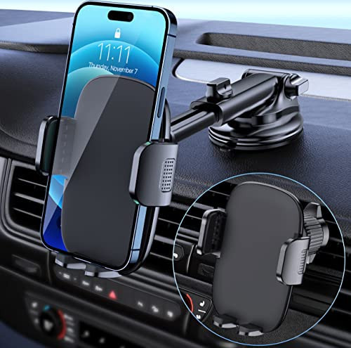 Car Phone Holder Mount [Military-Grade Suction & Stable Hook] Phone Mount for Car Windshield Dash... | Amazon (US)