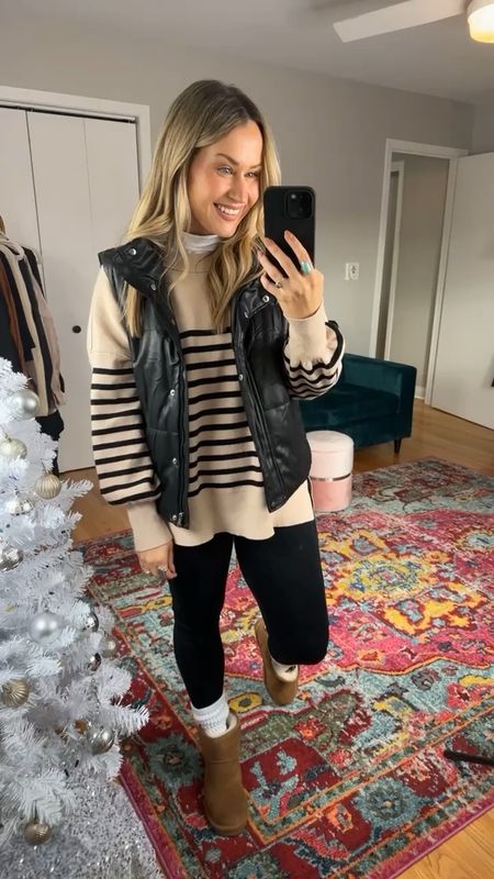 Amazon outfit idea for winter / turtleneck, oversized sweater, puffer vest, fleece lined leggings, scrunchy socks, and mini boots / amazon fashion finds / winter outfits 

#LTKshoecrush #LTKstyletip #LTKunder50