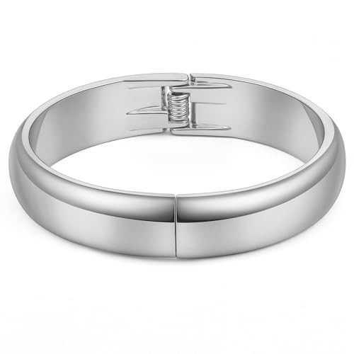 SONNYX Silver Cuff Bangle Bracelets For Women Trendy Hinged Cuff Open Wide Chunky Gold Bracelet Irregular Minimalist Bangle Jewelry Gift | Amazon (US)