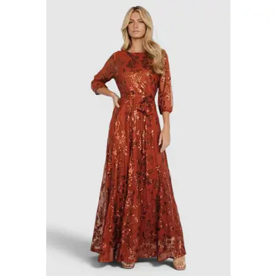 Baltic Børn Destiny Sequin Maxi Dress in Cinnamon at Nordstrom, Size 3X | Nordstrom