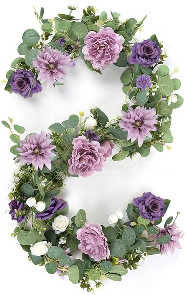 5.9 FT Artificial Eucalyptus Flower Garland with Butterflies - Pack of 1 Fake Rose Garland Faux G... | Amazon (US)