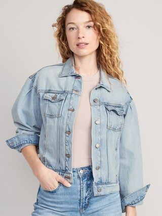 Puff-Sleeve Classic Non-Stretch Jean Jacket for Women | Old Navy (US)
