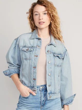 Puff-Sleeve Classic Non-Stretch Jean Jacket for Women | Old Navy (US)