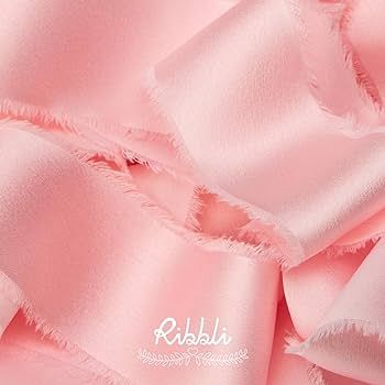 Ribbli Light Pink Silk Satin Ribbon 1.5 Inch x 30 Yard Handmade Frayed Chiffon Pink Ribbon for Gi... | Amazon (US)