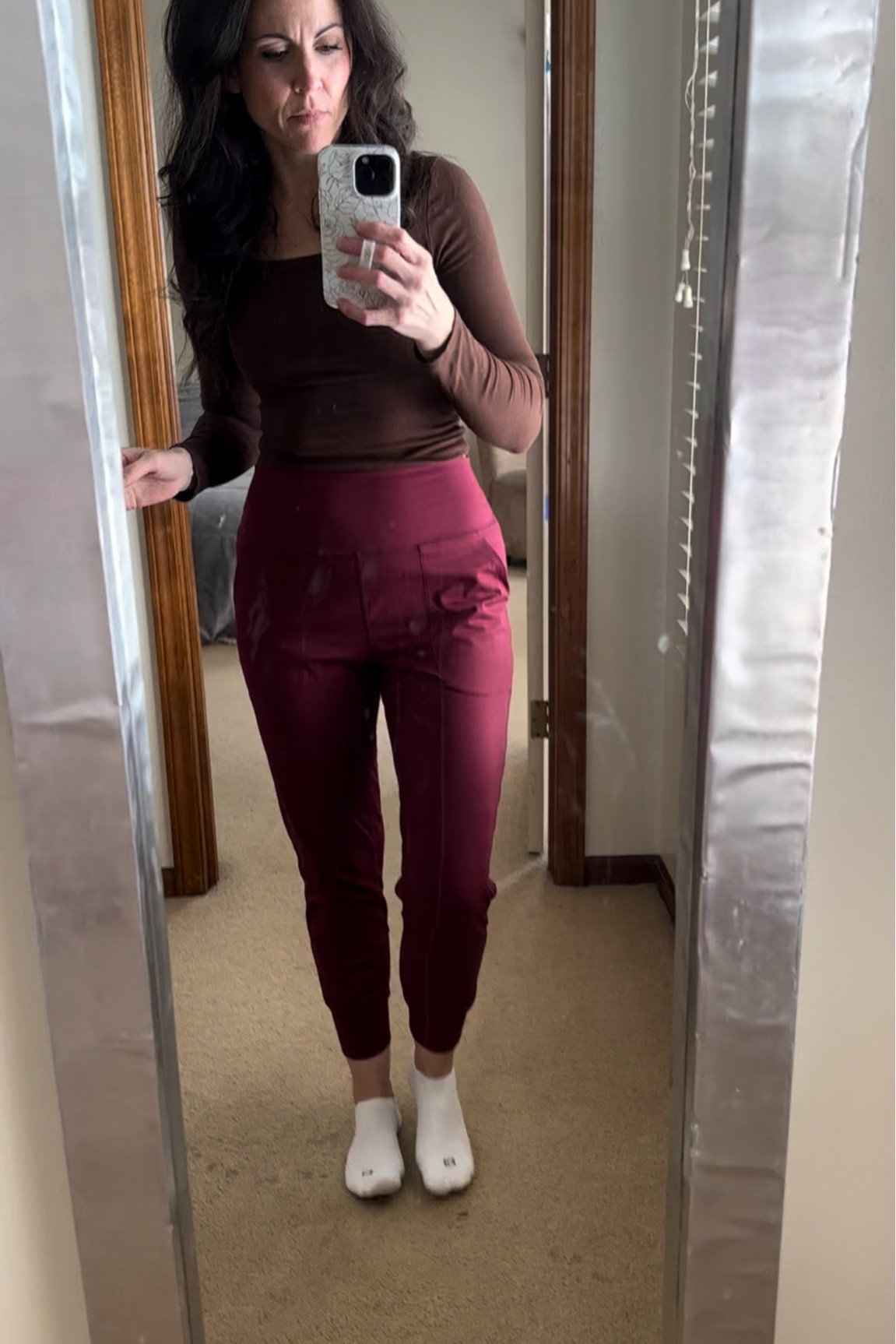 High-waisted athletic joggers