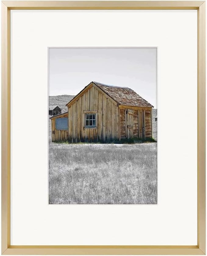 Golden State Art, 8x10 Aluminum Photo Frame for 5x7 Pictures with Ivory Mat Easel Stand for Table... | Amazon (US)