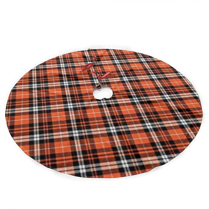 antkondnm Pumpkin Fall Plaid Orange,Black,White Christmas Tree Skirt - 36" Holiday Tree Ornaments... | Amazon (US)