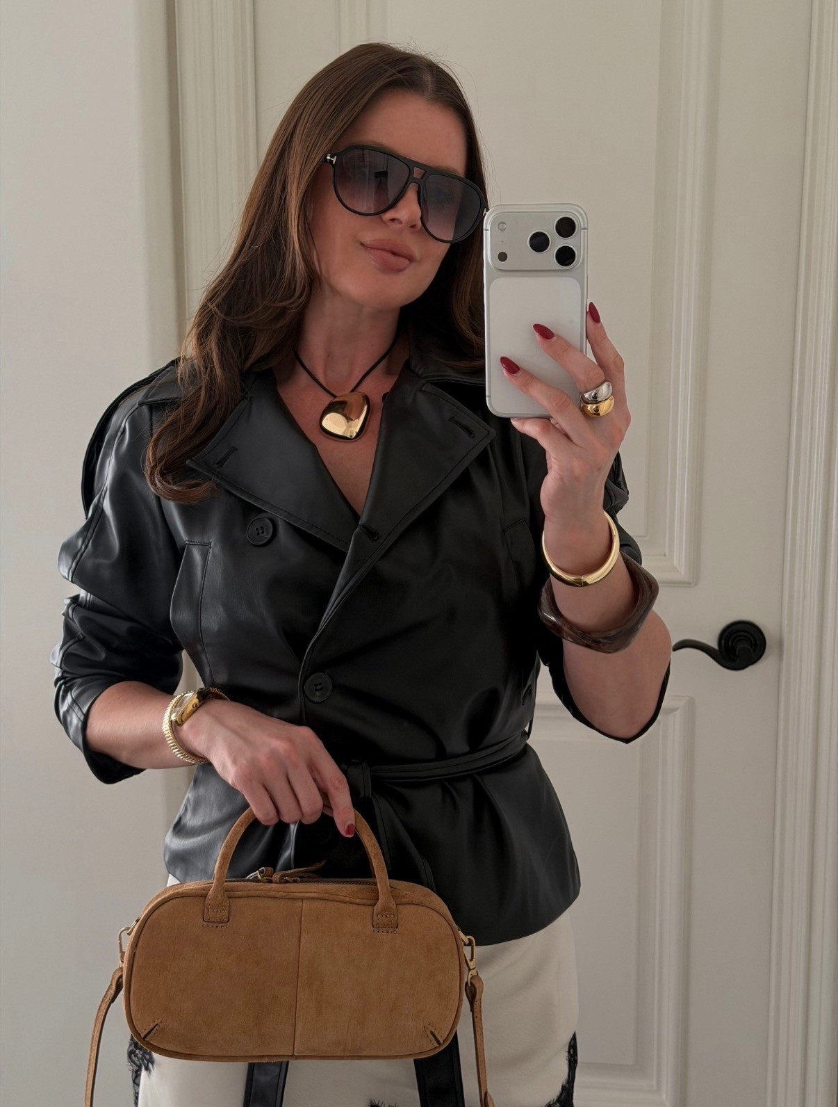 Styling black leather jacket with a lace dress and black capri pants 
#jacket #leather #trenchcoat #short #lace #suede #bag #brown #black 

#LTKFindsUnder100 #LTKSeasonal #LTKFindsUnder50