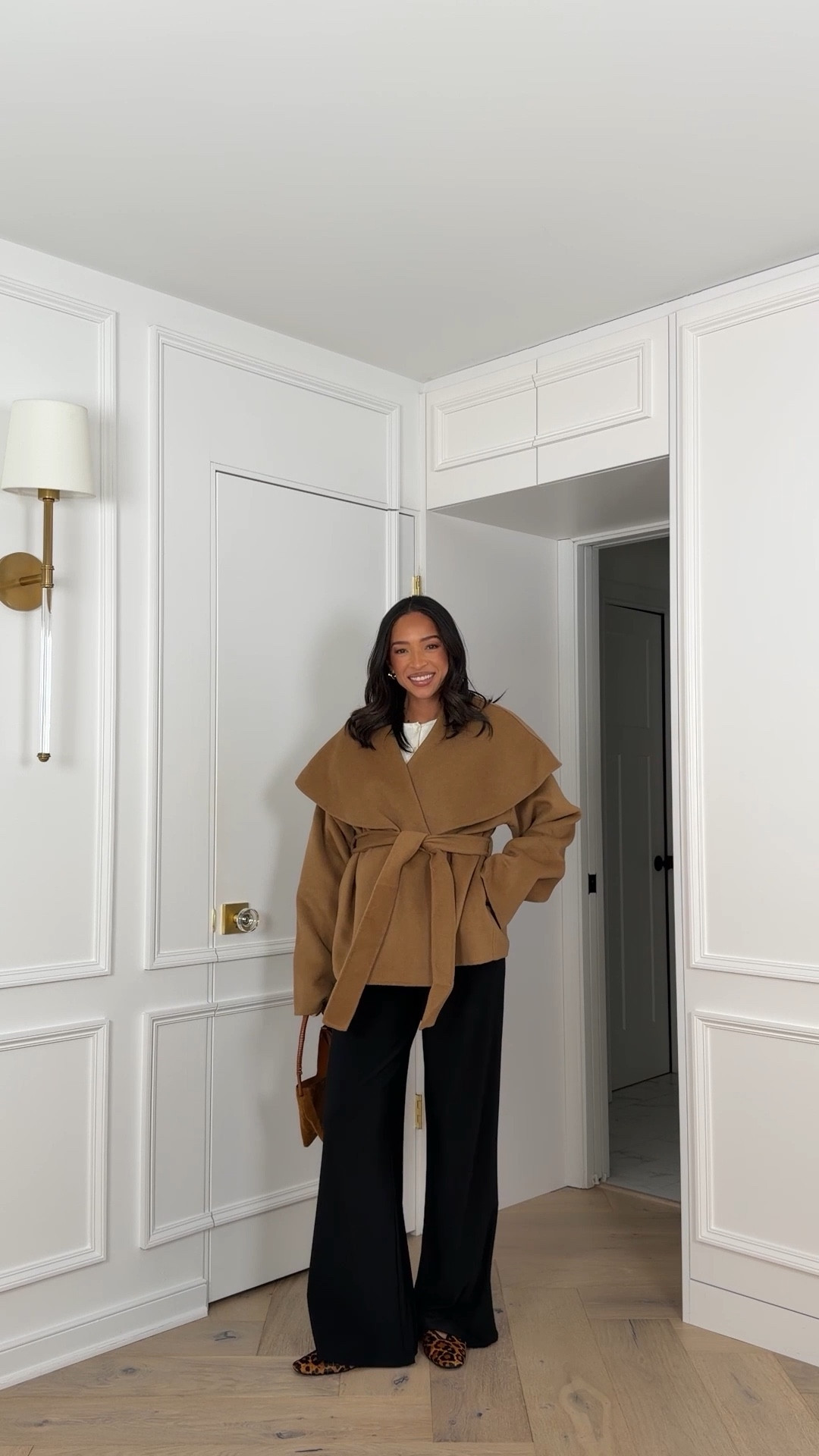 Elevated chic thanksgiving outfit! Wearing a M in pants, M in wrap coat, and S in cardigan (bought pre-pregnancy so I could definitely use a size up 😅) 

#LTKBump #LTKHoliday #LTKStyleTip