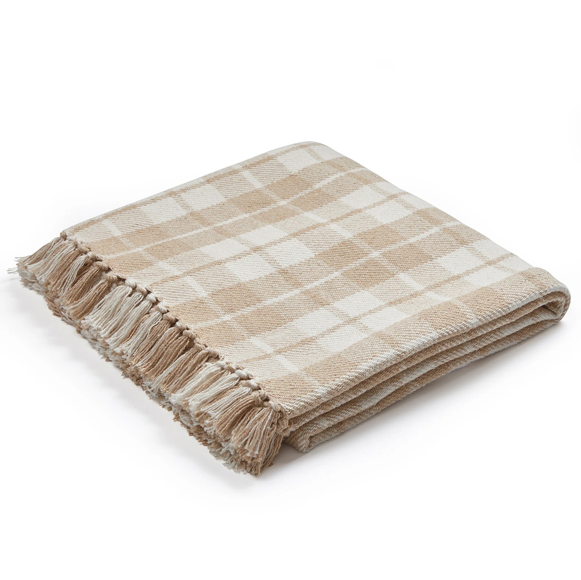 50x60 Throw Blanket, 100% Cotton with Fringe | Wayfair North America