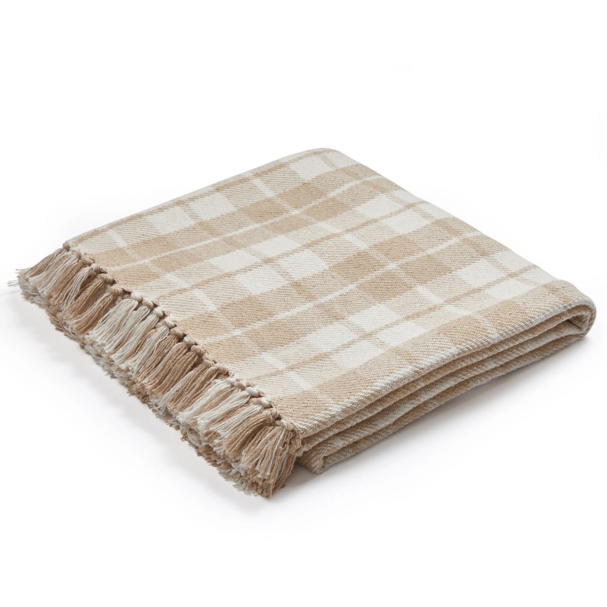 50x60 Throw Blanket, 100% Cotton with Fringe | Wayfair North America