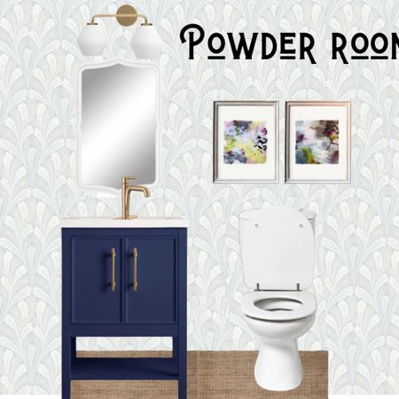 Small bathroom powder room makeover with wallpaper 

#LTKhome