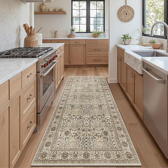 Bavni2'6''x8 Rug Runners for Hallways, Washable Runner Rug Non Slip,Vintage Floral Print Style Ru... | Amazon (US)