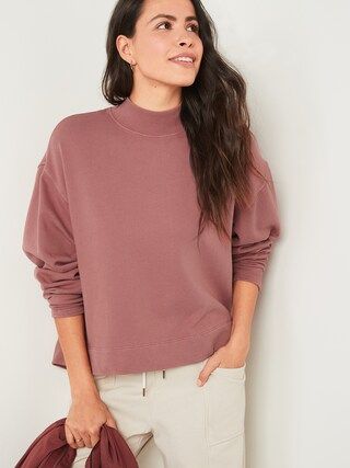 Oversized Garment-Dyed Mock-Neck Sweatshirt for Women | Old Navy (US)