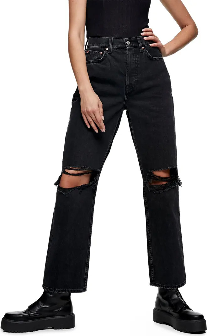 Topshop Double Ripped Knee Dad Jeans | Nordstrom | Nordstrom
