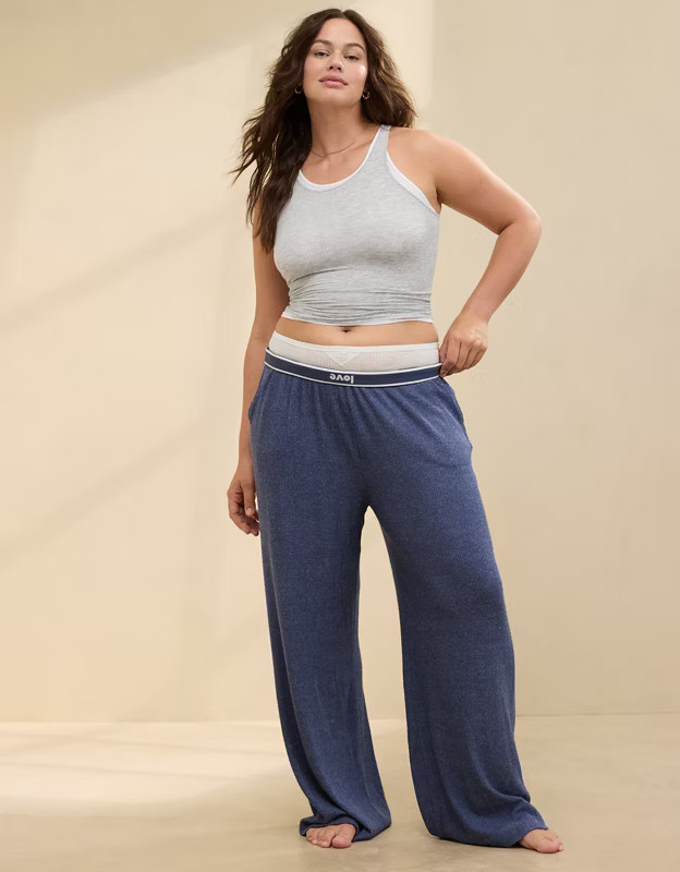 Aerie Off-Duty Cozy Knit Ribbed Trouser PJ | American Eagle Outfitters (US & CA)