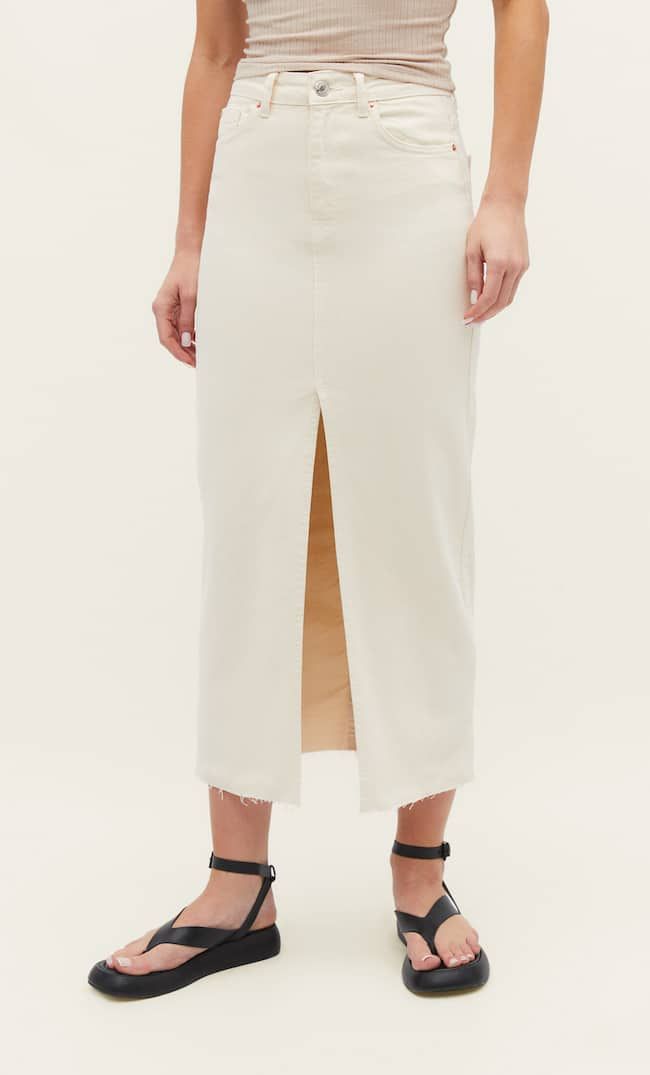 Long denim comfort skirt | Stradivarius (UK)