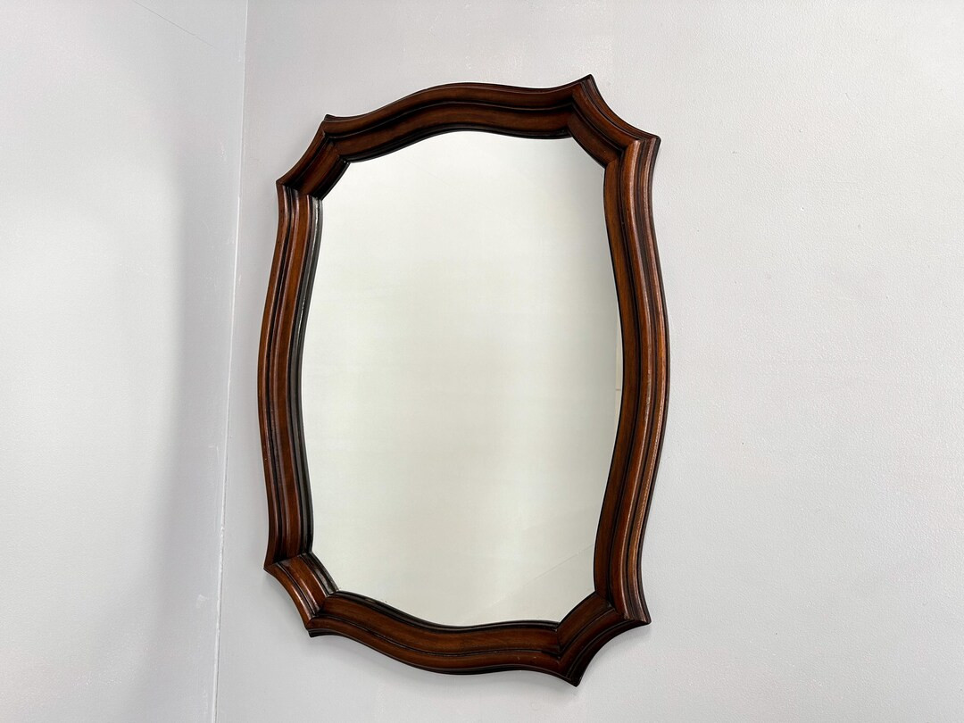 Vintage Scalloped Wooden Framed Mirror - Etsy | Etsy (US)