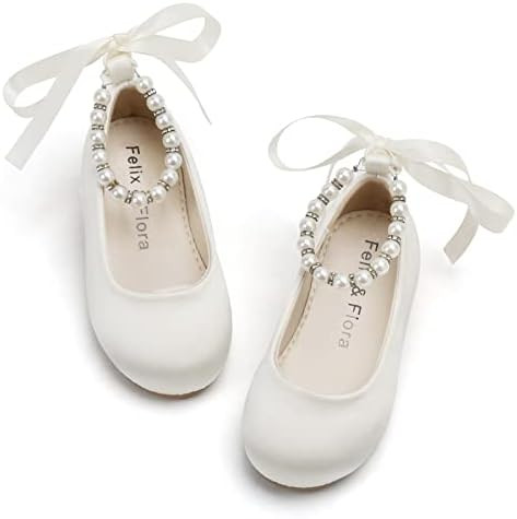 Felix & Flora Girls Toddler Little Ballet Shoes - Flower Girls Mary Jane Flats Dress Shoes Party ... | Amazon (US)