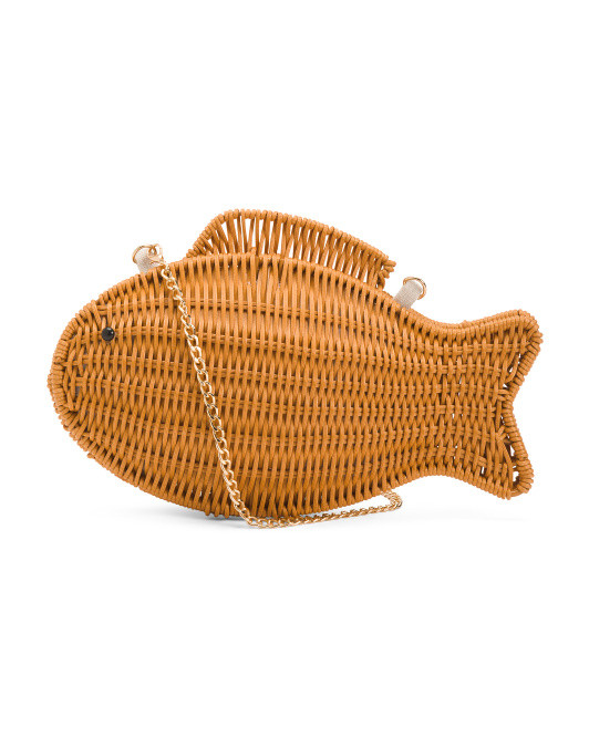 Straw Fish With Crossbody Chain | TJ Maxx