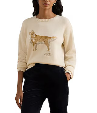 Intarsia-Knit Golden Retriever Sweater | Dillard's