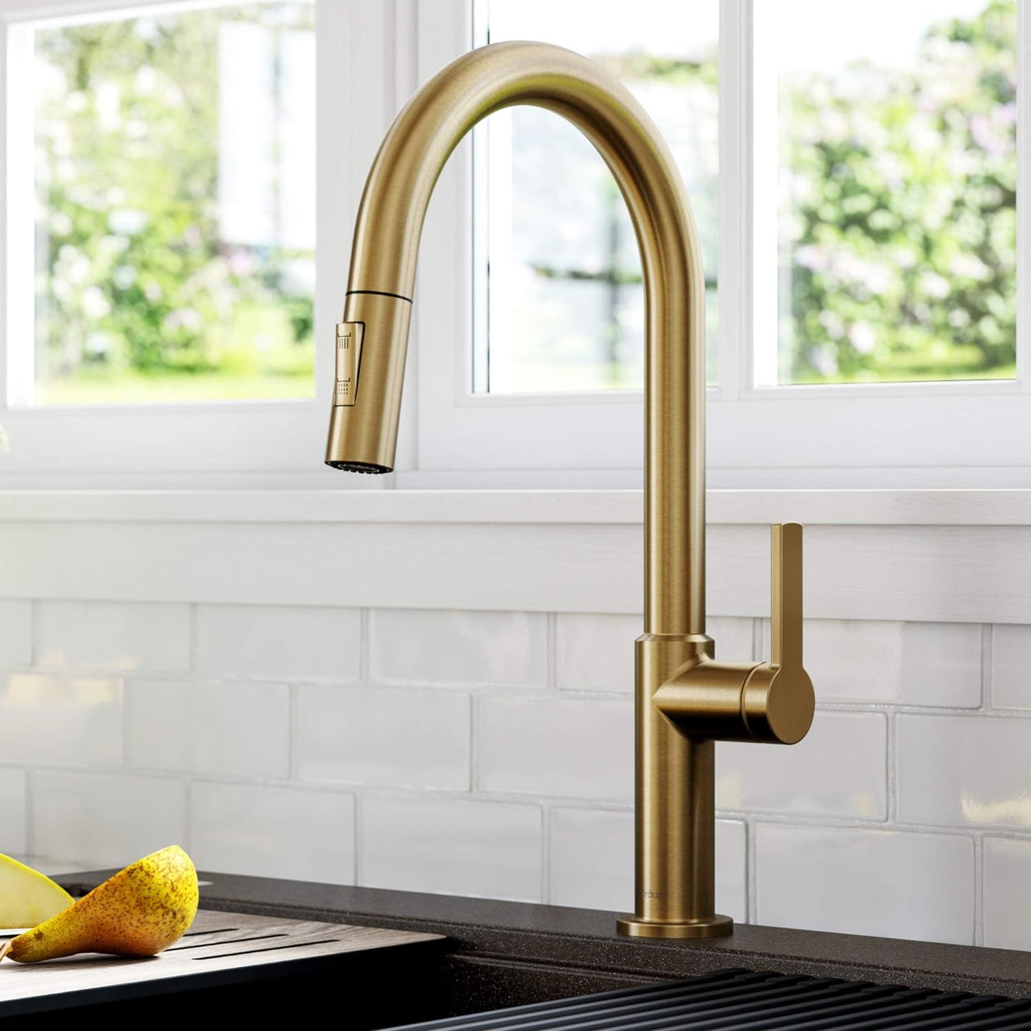 Kraus KPF-2820BB Oletto Single Handle Pull-Down Kitchen Faucet, 17 Inch, Brushed Bronze | Amazon (US)