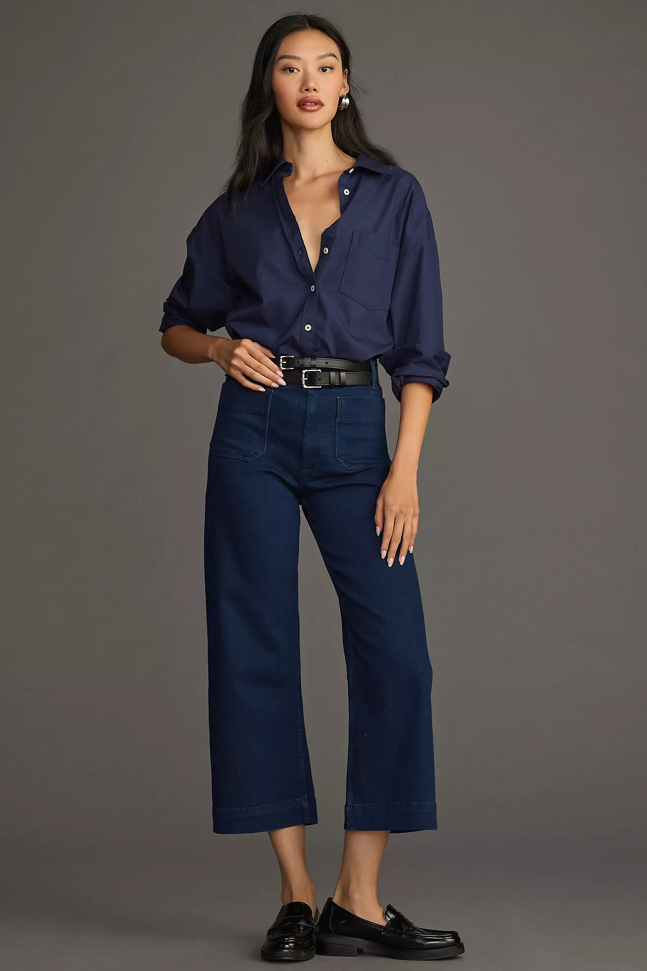 The Colette Denim Cropped Wide-Leg Jeans by Maeve | Anthropologie (US)