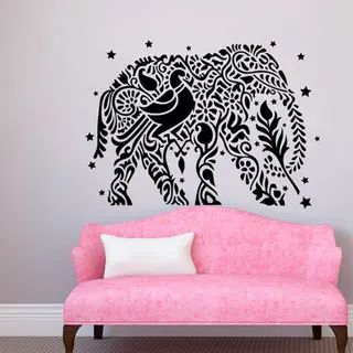Decorated Elephant Stars Vinyl Sticker Animals Interior Mural Bedroom Decor Sticker Decal (22 x 2... | Bed Bath & Beyond
