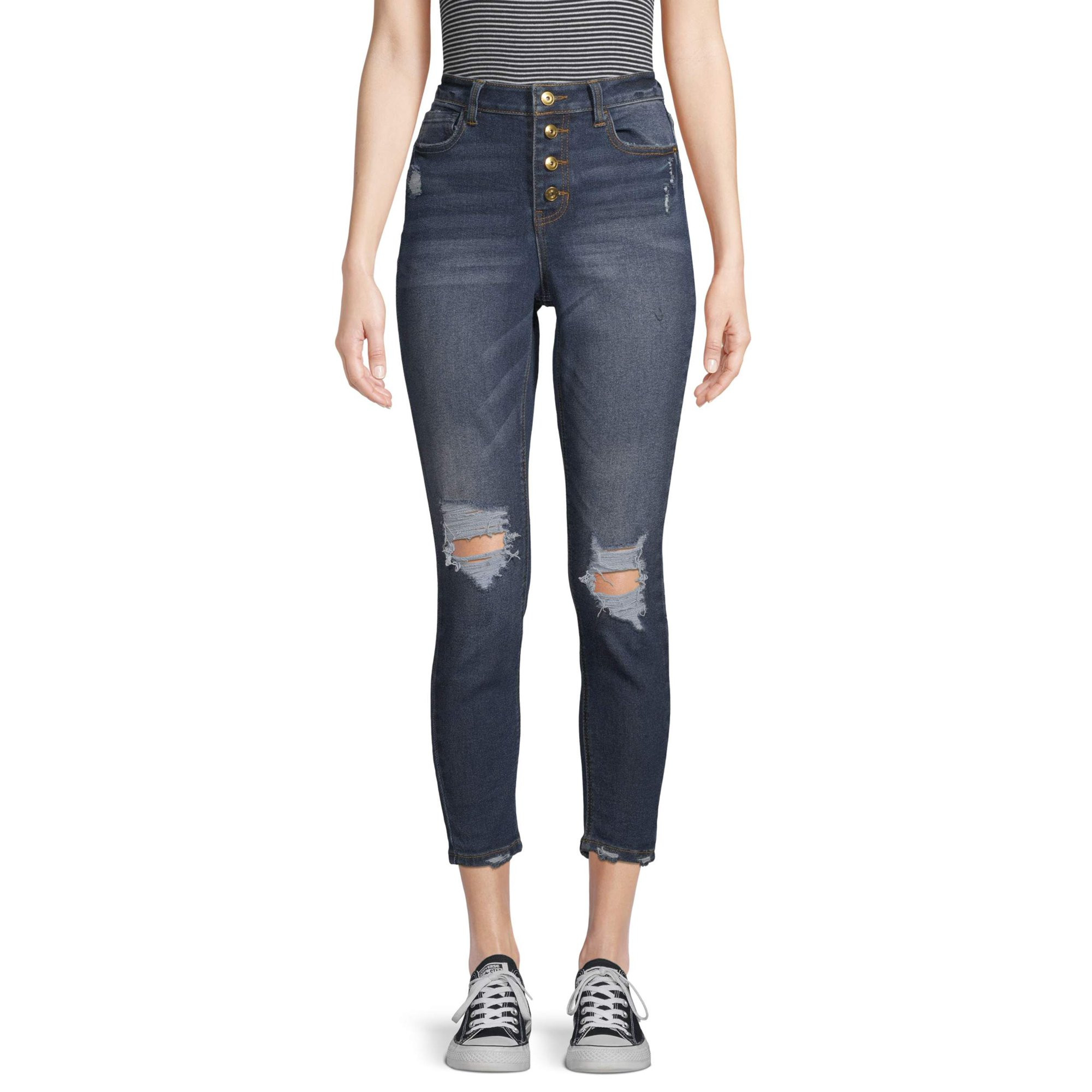 No Boundaries Juniors' Authentic Destructed Skinny Jeans | Walmart (US)