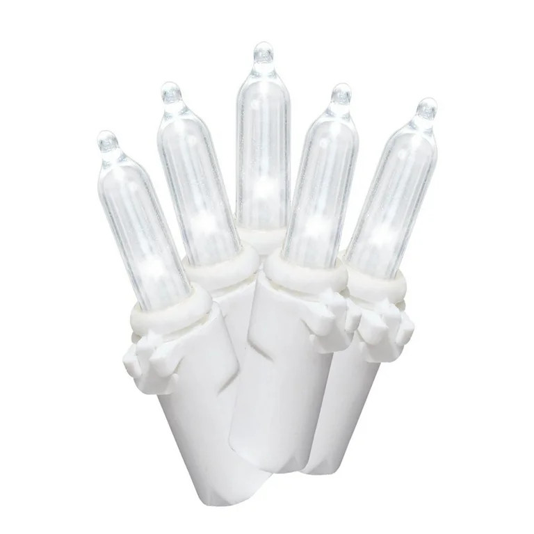 Holiday Time 23-foot Cool White LED Mini Christmas Lights, with White Wire, 100 Count | Walmart (US)