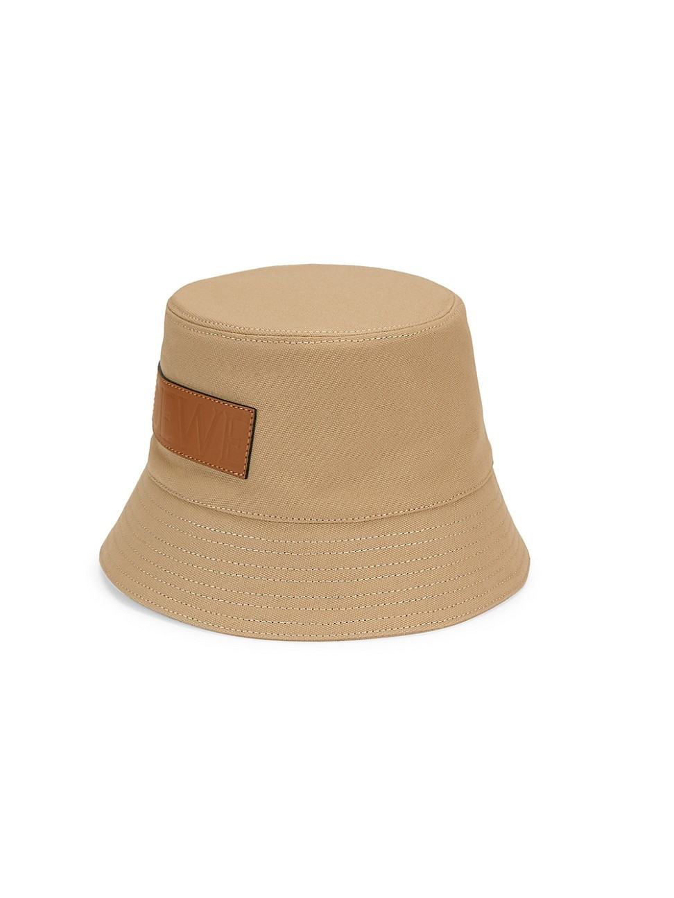 Women's Leather-Trimmed Canvas Bucket Hat - Sand - Size Large | Saks Fifth Avenue