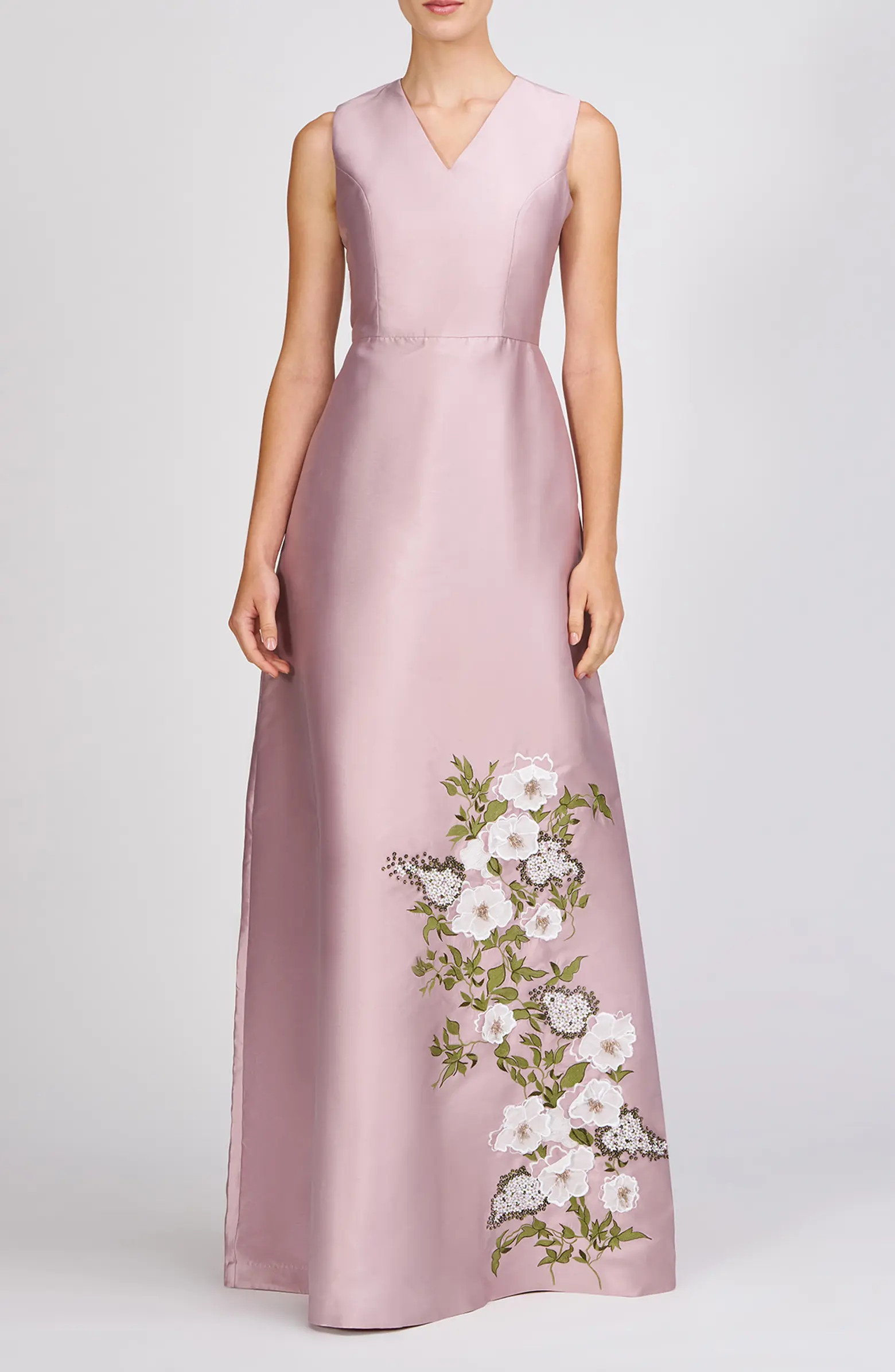 Aurelia Floral Sleeveless Taffeta Gown | Nordstrom