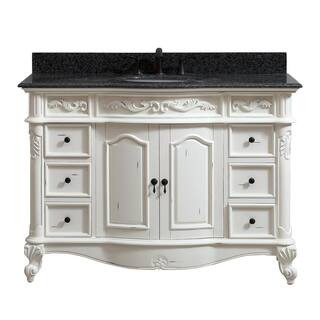 Avanity Provence 49 in. W x 22 in. D x 35 in. H Bath Vanity in Antique White with Granite Vanity ... | The Home Depot