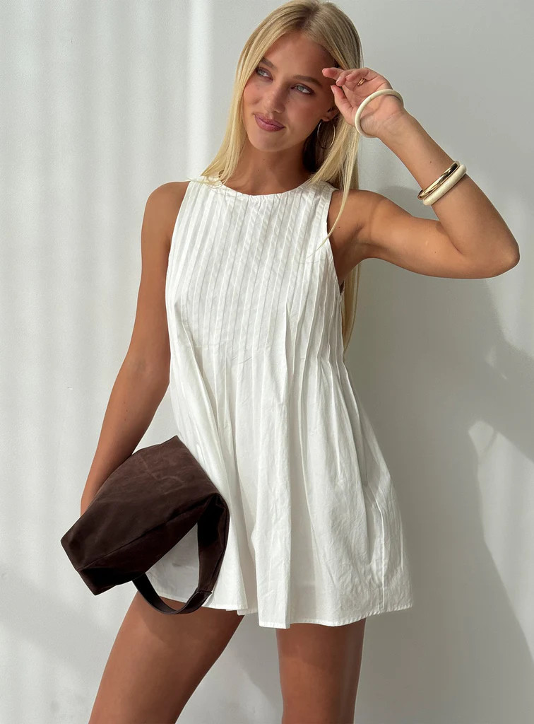 Dreamboat Pleated Mini Dress White | Princess Polly US