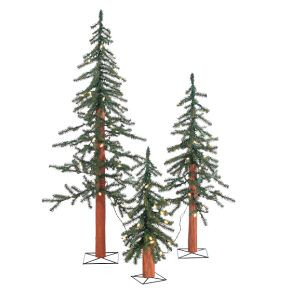 Pre-Lit Faux Alpine Trees (Set of 3) | West Elm (US)