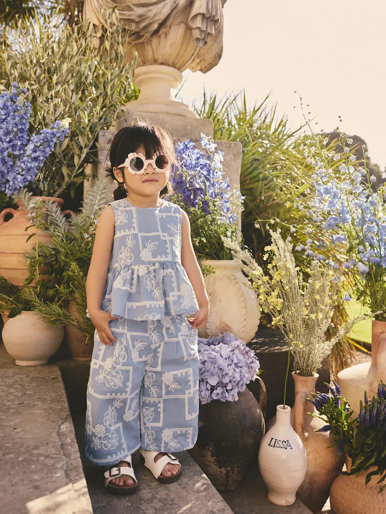 Blue/Ecru Embroidered Blouse And Trousers Co-ord Set (3mths-8yrs) | Next US