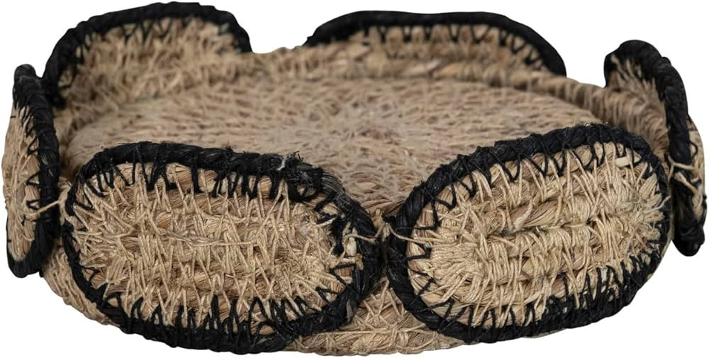 Creative Co-Op Boho 2-Tone Woven Seagrass Basket Holder, Natural and Black, Set of 4 Coaster | Amazon (US)