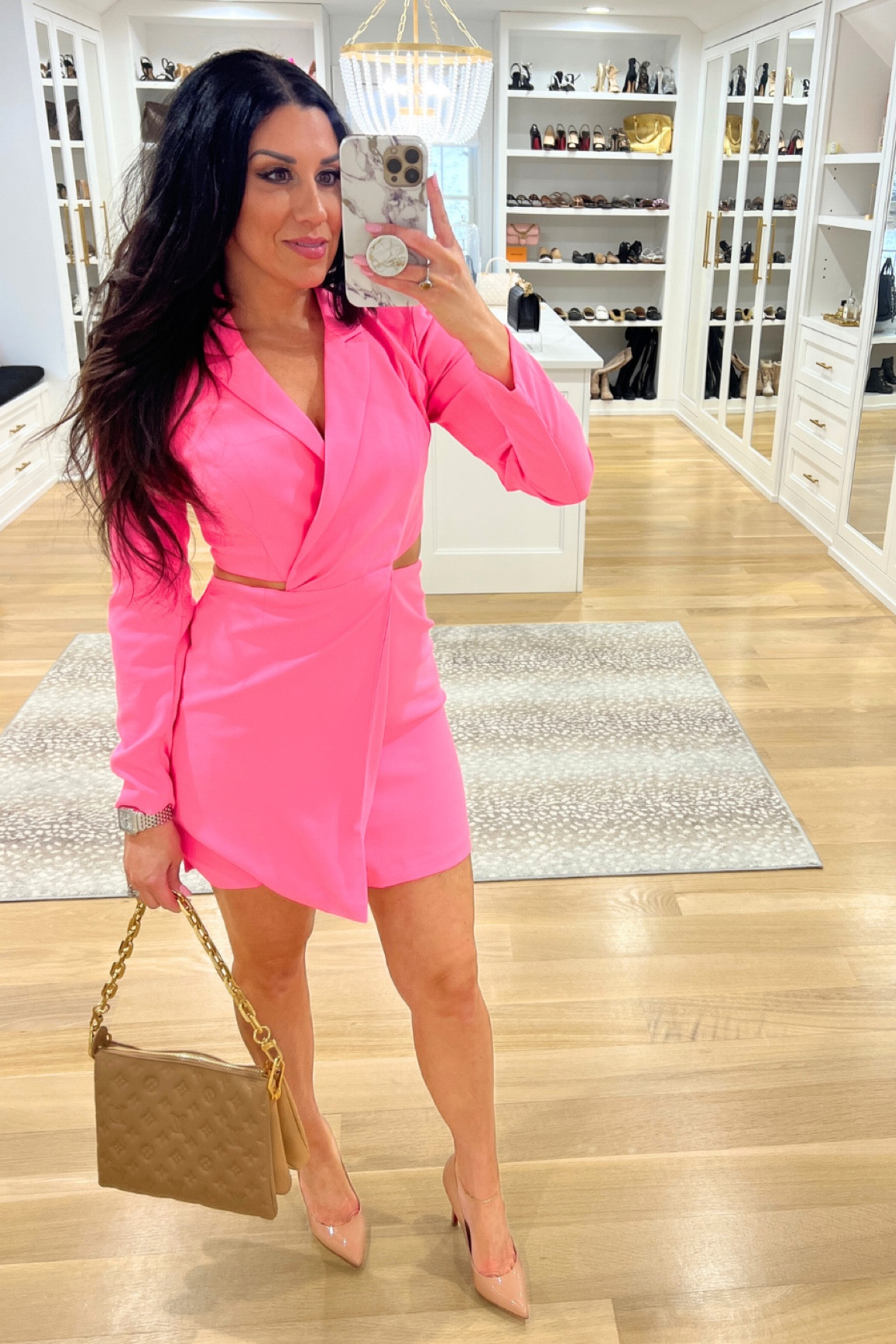express pink blazer dress Cutout Mini Blazer Dress