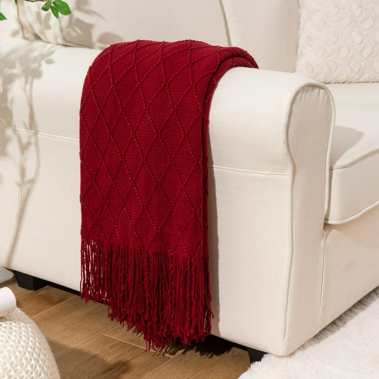 Battilo Christmas Red Throw Blanket for Couch, Boho Bed Throws for Bedroom Decor, Decorative Red ... | Walmart (US)