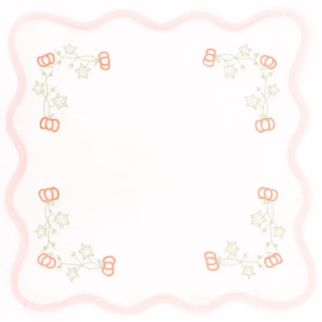 Scalloped Square Placemat - Embroidered Pumpkins | Dondolo
