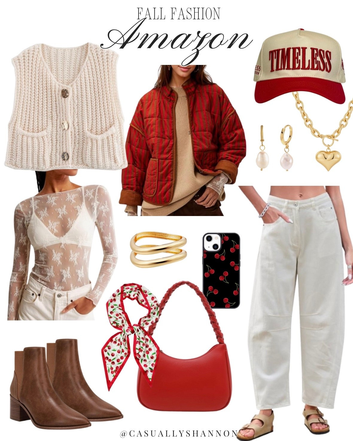 amazon fashion | cute striped fall jacket | women’s fall boots | red purse | neck scarf | amazon jewelry | fall fashion | purse scarf | trucker hat | lace layering top | fall vest | casual outfit style | cute and comfy | trucker hat | womens sweater | womens fall shoes | #LTKFall #LTKAmazonFashion #LTKAmazon #LTKFashion

#LTKFindsUnder50 #LTKStyleTip #LTKSaleAlert