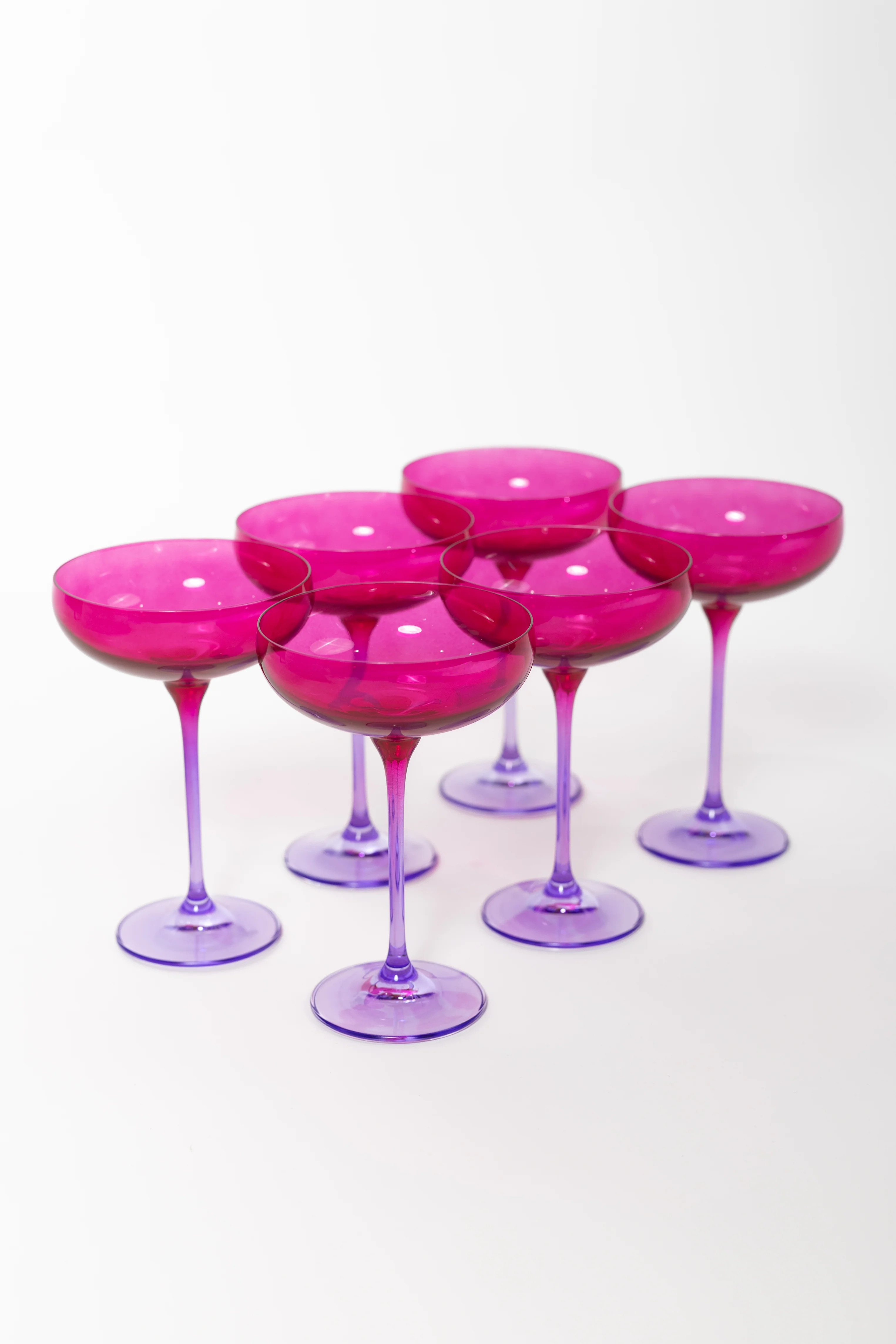 Estelle Colored Champagne Coupe - Set of 6 {Colorblock: Fuchsia + Lave | Estelle Colored Glass