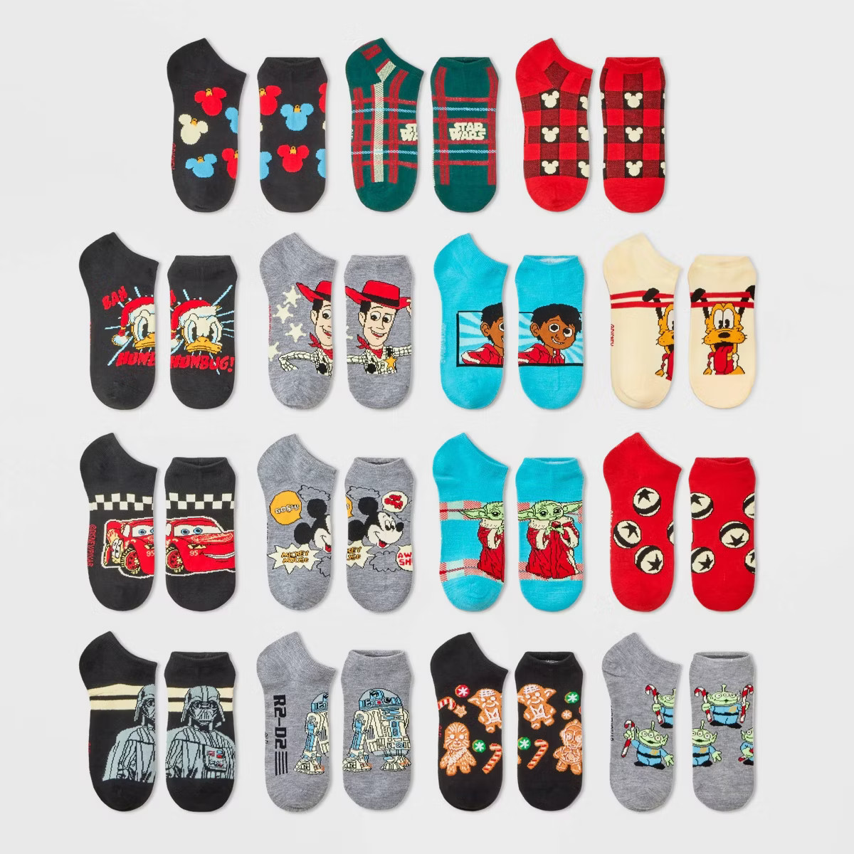 Boys' Disney 100 Mickey Mouse 15 Days of Socks Advent Calendar - Gray | Target