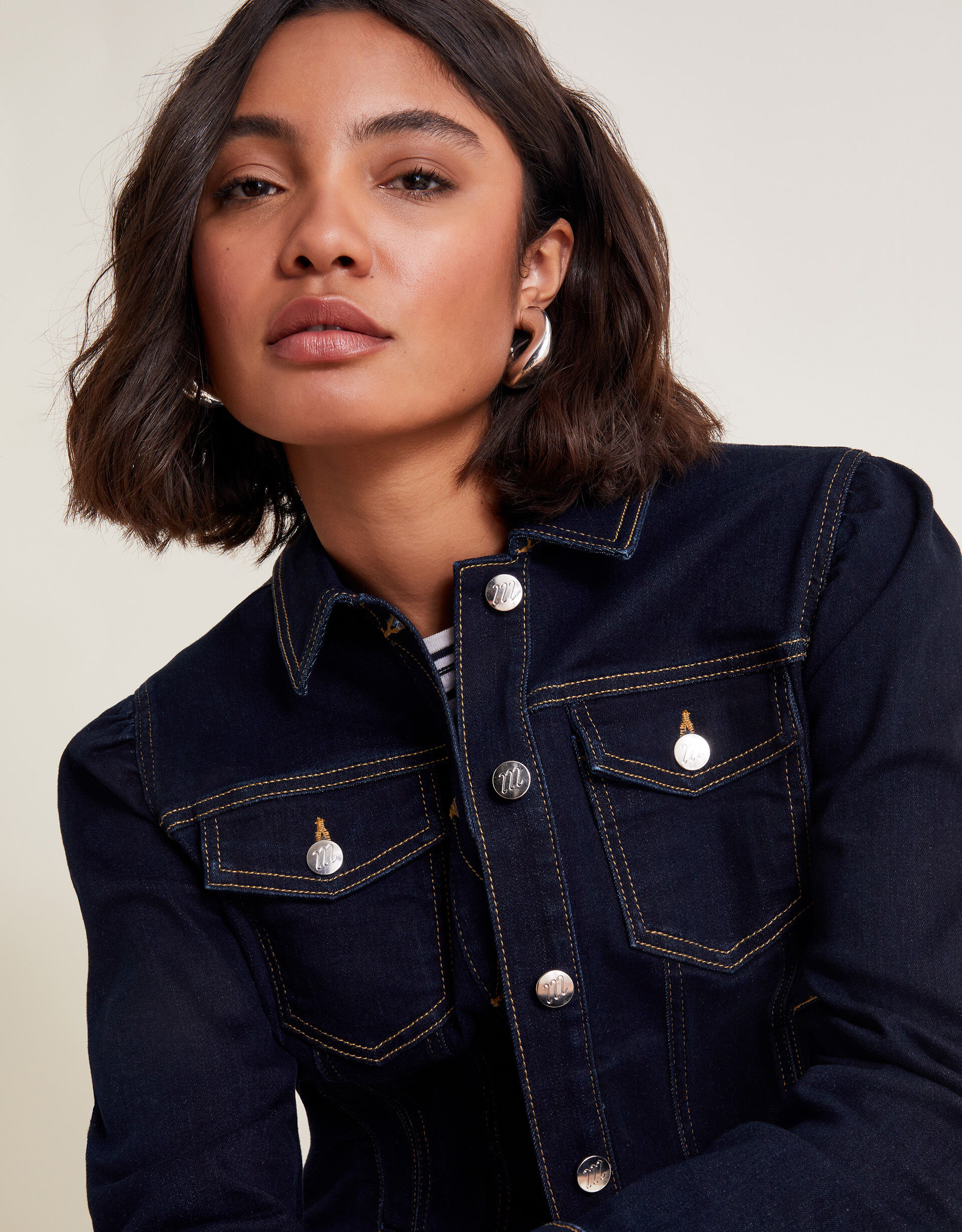 Dora Puff Sleeve Denim Jacket Blue | Monsoon (UK)